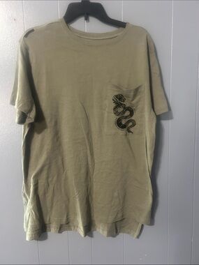 Taylor Swift Reputation Olive Green Short-Sleeve Pocket Tee with Black Snake